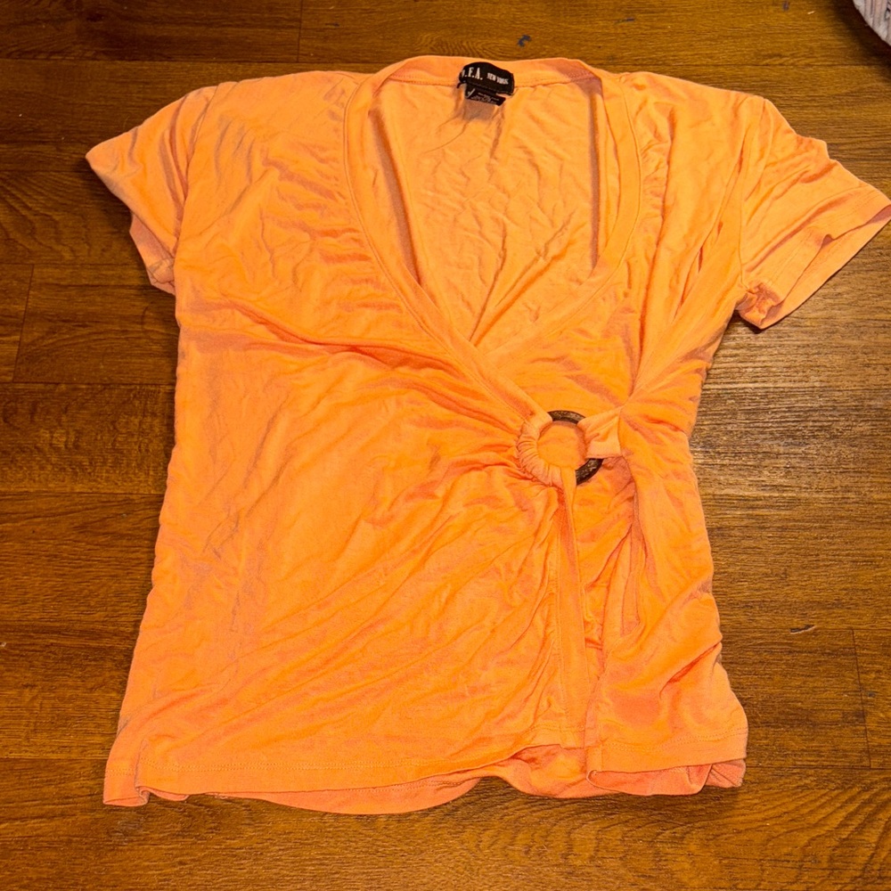 D.F.A New York Vibrant Pink Orange Blouse Shirt
